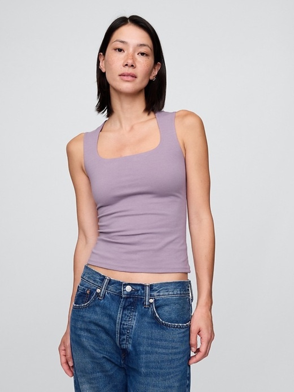 Gap CloseKnit Square Neck Top | XL | Lilac